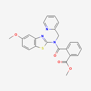 molecular formula C23H19N3O4S B2557885 Methyl 2-((5-methoxybenzo[d]thiazol-2-yl)(pyridin-2-ylmethyl)carbamoyl)benzoate CAS No. 1170050-36-8