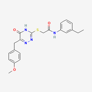 molecular formula C21H22N4O3S B2557886 N-(3-ethylphenyl)-2-((6-(4-methoxybenzyl)-5-oxo-4,5-dihydro-1,2,4-triazin-3-yl)thio)acetamide CAS No. 898624-05-0