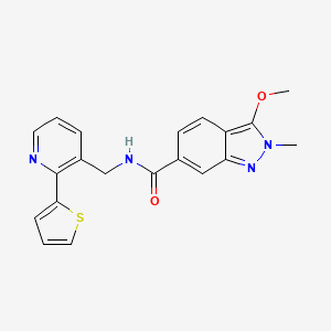 molecular formula C20H18N4O2S B2557892 3-metoxi-2-metil-N-((2-(tiofen-2-il)piridin-3-il)metil)-2H-indazol-6-carboxamida CAS No. 2034576-92-4