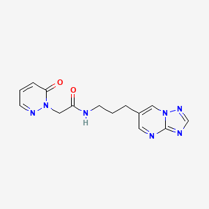 molecular formula C14H15N7O2 B2557904 N-(3-([1,2,4]三唑并[1,5-a]嘧啶-6-基)丙基)-2-(6-氧代哒嗪-1(6H)-基)乙酰胺 CAS No. 2034616-05-0