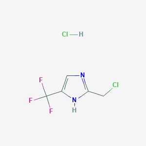 molecular formula C5H5Cl2F3N2 B2557916 2-(Chloromethyl)-4-(trifluoromethyl)-1H-imidazole hydrochloride CAS No. 2172288-01-4