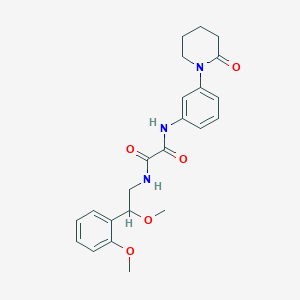 molecular formula C23H27N3O5 B2557918 N1-(2-methoxy-2-(2-methoxyphenyl)ethyl)-N2-(3-(2-oxopiperidin-1-yl)phenyl)oxalamide CAS No. 1795472-30-8