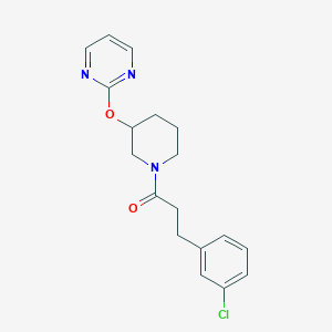 molecular formula C18H20ClN3O2 B2557923 3-(3-Chlorophenyl)-1-(3-(pyrimidin-2-yloxy)piperidin-1-yl)propan-1-one CAS No. 2034396-17-1