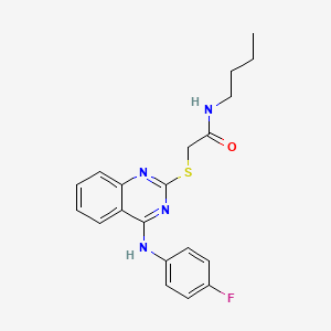 molecular formula C20H21FN4OS B2557924 N-butyl-2-[4-(4-fluoroanilino)quinazolin-2-yl]sulfanylacetamide CAS No. 688355-60-4