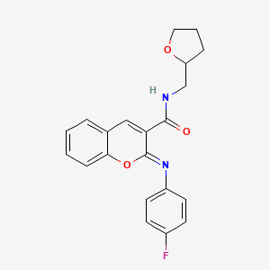 molecular formula C21H19FN2O3 B2557929 (2Z)-2-[(4-fluorophenyl)imino]-N-(tetrahydrofuran-2-ylmethyl)-2H-chromene-3-carboxamide CAS No. 478481-19-5