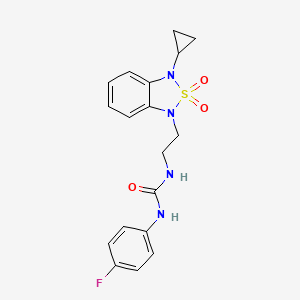 molecular formula C18H19FN4O3S B2557933 3-[2-(3-Cyclopropyl-2,2-dioxo-1,3-dihydro-2lambda6,1,3-benzothiadiazol-1-yl)ethyl]-1-(4-fluorophenyl)urea CAS No. 2097930-16-8