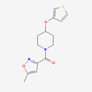 molecular formula C14H16N2O3S B2557940 (5-甲基异恶唑-3-基)(4-(噻吩-3-氧基)哌啶-1-基)甲酮 CAS No. 2034301-89-6