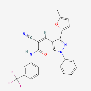 (Z)-2-Cyano-3-[3-(5-methylfuran-2-yl)-1-phenylpyrazol-4-yl]-N-[3-(trifluoromethyl)phenyl]prop-2-enamide