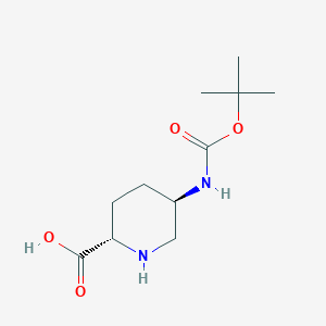 molecular formula C11H20N2O4 B2557962 (2S,5R)-5-[(2-Methylpropan-2-yl)oxycarbonylamino]piperidine-2-carboxylic acid CAS No. 2408935-93-1