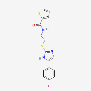 molecular formula C16H14FN3OS2 B2557963 N-(2-((5-(4-fluorophenyl)-1H-imidazol-2-yl)thio)ethyl)thiophene-2-carboxamide CAS No. 897456-24-5