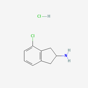 molecular formula C9H11Cl2N B2557964 4-氯-2,3-二氢-1H-茚-2-胺；盐酸盐 CAS No. 2408959-26-0