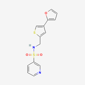 molecular formula C14H12N2O3S2 B2557965 N-[[4-(Furan-2-yl)thiophen-2-yl]methyl]pyridine-3-sulfonamide CAS No. 2380057-67-8