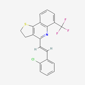 molecular formula C20H13ClF3NS B2557980 4-[(E)-2-(2-chlorophenyl)ethenyl]-6-(trifluoromethyl)-2,3-dihydrothieno[3,2-c]quinoline CAS No. 865658-33-9