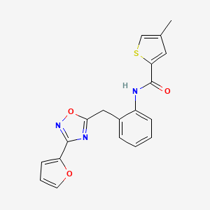 molecular formula C19H15N3O3S B2557984 N-(2-((3-(furan-2-yl)-1,2,4-oxadiazol-5-yl)methyl)phenyl)-4-methylthiophene-2-carboxamide CAS No. 1797267-86-7