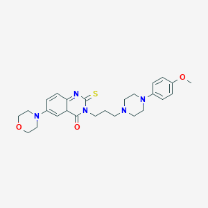 molecular formula C26H33N5O3S B2558005 3-{3-[4-(4-Methoxyphenyl)piperazin-1-yl]propyl}-6-(morpholin-4-yl)-2-sulfanylidene-1,2,3,4-tetrahydroquinazolin-4-one CAS No. 689768-25-0