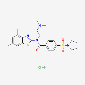 molecular formula C24H31ClN4O3S2 B2558006 盐酸N-(2-(二甲氨基)乙基)-N-(4,6-二甲基苯并[d]噻唑-2-基)-4-(吡咯烷-1-磺酰基)苯甲酰胺 CAS No. 1215524-47-2