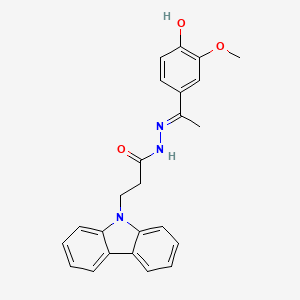 molecular formula C24H23N3O3 B2558010 3-(9H-carbazol-9-yl)-N'-[(1E)-1-(4-hydroxy-3-methoxyphenyl)ethylidene]propanehydrazide CAS No. 452089-80-4