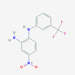 molecular formula C13H10F3N3O2 B2558016 4-nitro-1-N-[3-(trifluoromethyl)phenyl]benzene-1,2-diamine CAS No. 735305-34-7