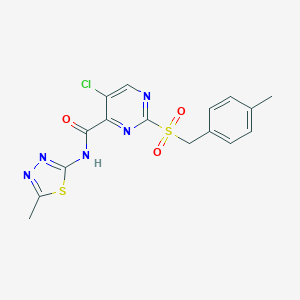 molecular formula C16H14ClN5O3S2 B255802 5-chloro-2-[(4-methylbenzyl)sulfonyl]-N-(5-methyl-1,3,4-thiadiazol-2-yl)pyrimidine-4-carboxamide 