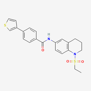 molecular formula C22H22N2O3S2 B2558022 N-(1-(乙磺酰基)-1,2,3,4-四氢喹啉-6-基)-4-(噻吩-3-基)苯甲酰胺 CAS No. 2034408-41-6