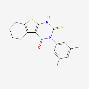 molecular formula C18H18N2OS2 B2558023 3-(3,5-dimethylphenyl)-2-sulfanylidene-5,6,7,8-tetrahydro-1H-[1]benzothiolo[2,3-d]pyrimidin-4-one CAS No. 380346-39-4