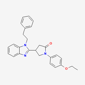 molecular formula C27H27N3O2 B2558035 1-(4-ethoxyphenyl)-4-[1-(2-phenylethyl)-1H-benzimidazol-2-yl]pyrrolidin-2-one CAS No. 890640-35-4