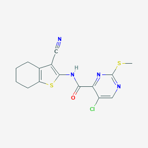 molecular formula C15H13ClN4OS2 B255804 5-chloro-N-(3-cyano-4,5,6,7-tetrahydro-1-benzothien-2-yl)-2-(methylsulfanyl)-4-pyrimidinecarboxamide 