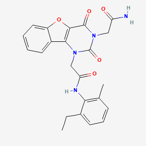 molecular formula C23H22N4O5 B2558043 2-(3-(2-amino-2-oxoethyl)-2,4-dioxo-3,4-dihydrobenzofuro[3,2-d]pyrimidin-1(2H)-yl)-N-(2-ethyl-6-methylphenyl)acetamide CAS No. 1251550-57-8