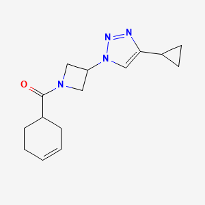 molecular formula C15H20N4O B2558048 cyclohex-3-en-1-yl(3-(4-cyclopropyl-1H-1,2,3-triazol-1-yl)azetidin-1-yl)methanone CAS No. 2097857-25-3
