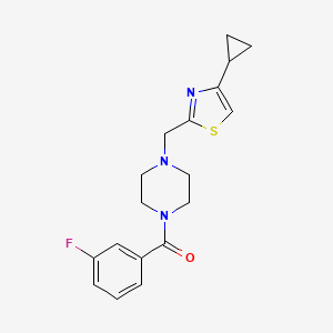 molecular formula C18H20FN3OS B2558054 (4-((4-Cyclopropylthiazol-2-yl)methyl)piperazin-1-yl)(3-fluorophenyl)methanone CAS No. 1173098-45-7
