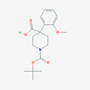 molecular formula C18H25NO5 B2558056 1-(tert-Butoxycarbonyl)-4-(2-methoxyphenyl)piperidine-4-carboxylic acid CAS No. 1158750-81-2