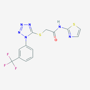 molecular formula C13H9F3N6OS2 B255808 N-(1,3-thiazol-2-yl)-2-({1-[3-(trifluoromethyl)phenyl]-1H-tetrazol-5-yl}sulfanyl)acetamide 