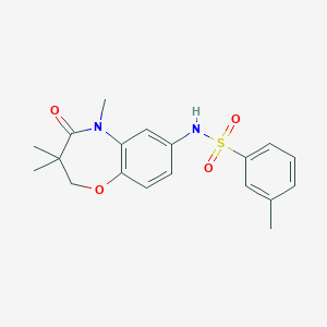 molecular formula C19H22N2O4S B2558089 3-甲基-N-(3,3,5-三甲基-4-氧代-2,3,4,5-四氢苯并[b][1,4]恶二杂环庚-7-基)苯磺酰胺 CAS No. 921908-49-8