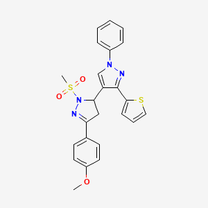 5-(4-methoxyphenyl)-2-(methylsulfonyl)-1'-phenyl-3'-(thiophen-2-yl)-3,4-dihydro-1'H,2H-3,4'-bipyrazole