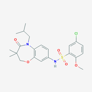 molecular formula C22H27ClN2O5S B2558096 5-chloro-N-(5-isobutyl-3,3-dimethyl-4-oxo-2,3,4,5-tetrahydrobenzo[b][1,4]oxazepin-8-yl)-2-methoxybenzenesulfonamide CAS No. 921998-41-6