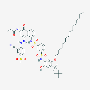 molecular formula C57H76N6O10S3 B025581 3-[8-[2-Cyano-4-(methylsulfonyl)phenylazo]-5-hydroxy-6-(propionylamino)-1-naphtylaminosulfonyl]-N-[5 CAS No. 103122-63-0