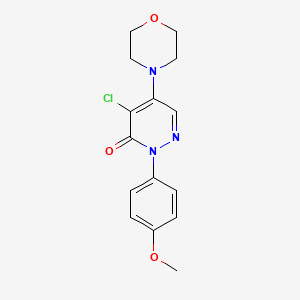 molecular formula C15H16ClN3O3 B2558100 4-氯-2-(4-甲氧基苯基)-5-吗啉代-3(2H)-嘧啶酮 CAS No. 320421-71-4