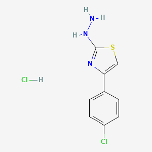 molecular formula C9H9Cl2N3S B2558101 [4-(4-Chlorophenyl)-1,3-thiazol-2-yl]hydrazine;hydrochloride CAS No. 936114-00-0