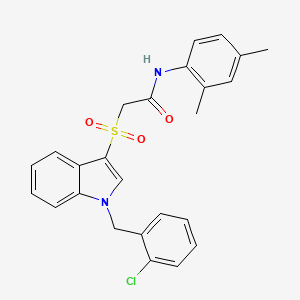 molecular formula C25H23ClN2O3S B2558108 2-[1-[(2-chlorophenyl)methyl]indol-3-yl]sulfonyl-N-(2,4-dimethylphenyl)acetamide CAS No. 686749-08-6