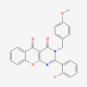 molecular formula C25H17FN2O4 B2558113 2-(2-氟苯基)-3-(4-甲氧基苄基)-3H-色烯并[2,3-d]嘧啶-4,5-二酮 CAS No. 883954-95-8