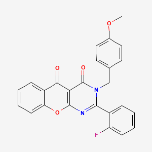 molecular formula C25H17FN2O4 B2558113 2-(2-fluorophényl)-3-(4-méthoxybenzyl)-3H-chromeno[2,3-d]pyrimidine-4,5-dione CAS No. 883954-95-8