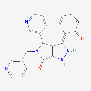 molecular formula C22H17N5O2 B255812 (3Z)-3-(6-oxocyclohexa-2,4-dien-1-ylidene)-4-pyridin-3-yl-5-(pyridin-3-ylmethyl)-2,4-dihydro-1H-pyrrolo[3,4-c]pyrazol-6-one 