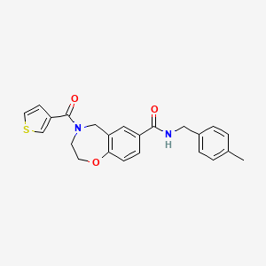 N-[(4-methylphenyl)methyl]-4-(thiophene-3-carbonyl)-2,3,4,5-tetrahydro-1,4-benzoxazepine-7-carboxamide