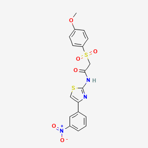 molecular formula C18H15N3O6S2 B2558133 2-((4-甲氧苯基)磺酰基)-N-(4-(3-硝基苯基)噻唑-2-基)乙酰胺 CAS No. 941907-87-5