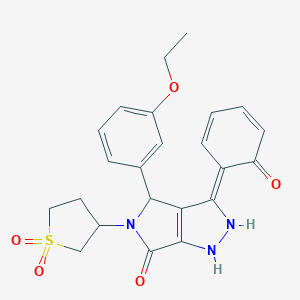 molecular formula C23H23N3O5S B255814 (3Z)-5-(1,1-dioxothiolan-3-yl)-4-(3-ethoxyphenyl)-3-(6-oxocyclohexa-2,4-dien-1-ylidene)-2,4-dihydro-1H-pyrrolo[3,4-c]pyrazol-6-one 