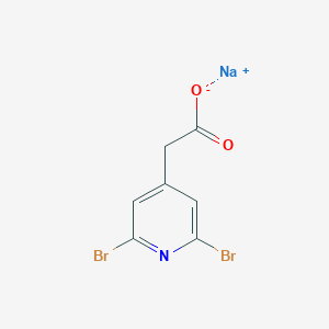 molecular formula C7H4Br2NNaO2 B2558152 Sodium;2-(2,6-dibromopyridin-4-yl)acetate CAS No. 2418716-72-8