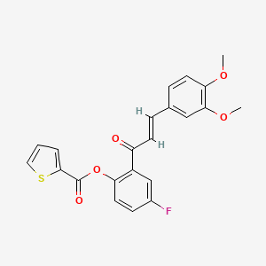 2-[(2E)-3-(3,4-dimethoxyphenyl)prop-2-enoyl]-4-fluorophenyl thiophene-2-carboxylate