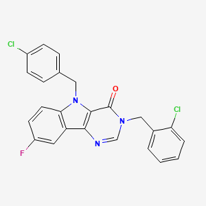 molecular formula C24H16Cl2FN3O B2558175 3-(2-chlorobenzyl)-5-(4-chlorobenzyl)-8-fluoro-3,5-dihydro-4H-pyrimido[5,4-b]indol-4-one CAS No. 1189865-78-8