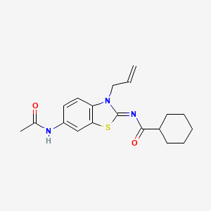 molecular formula C19H23N3O2S B2558179 N-(6-乙酰氨基-3-丙-2-烯基-1,3-苯并噻唑-2-亚甲基)环己烷甲酰胺 CAS No. 1164516-40-8