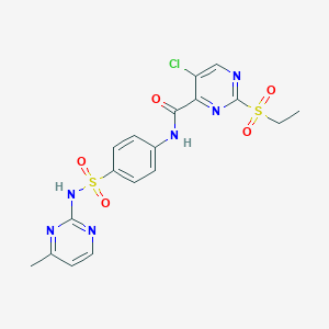 molecular formula C18H17ClN6O5S2 B255819 5-chloro-2-(ethylsulfonyl)-N-{4-[(4-methylpyrimidin-2-yl)sulfamoyl]phenyl}pyrimidine-4-carboxamide 